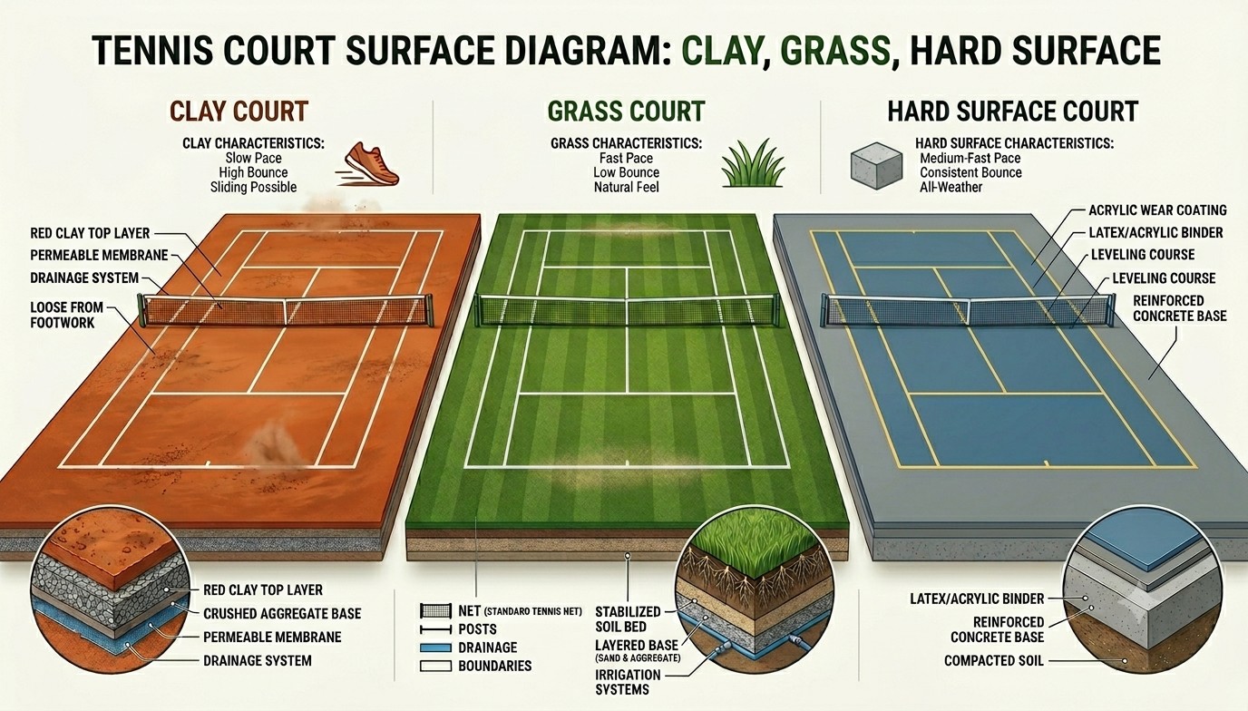 Tennis Court Dimensions and Surfaces in Los Angeles