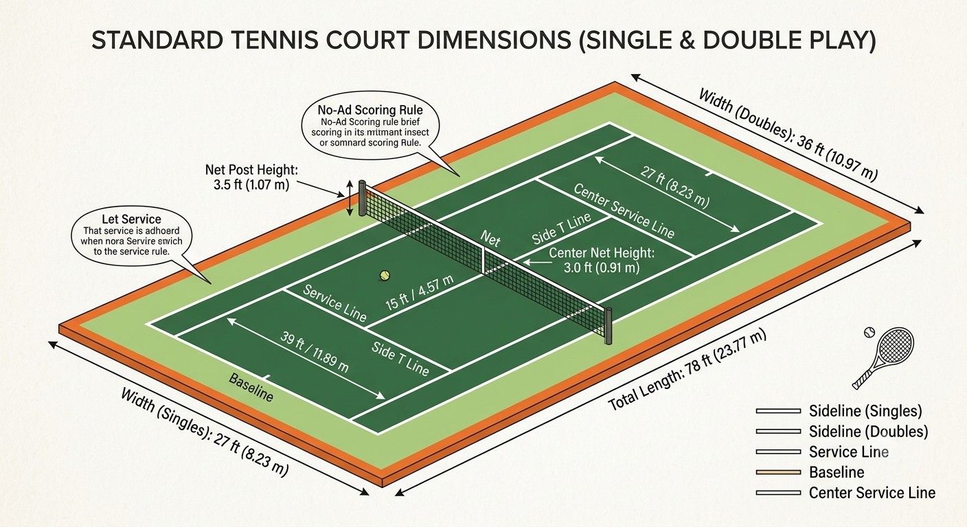 Tennis Court Diagrams and Dimensions